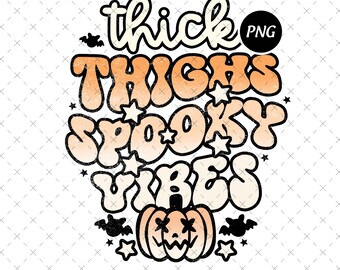 Dikke dijen Spooky Vibes png, retro halloween-clipart (digitale download)