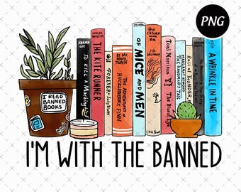 Banned Books PNG, Freedom to Read, Teacher Librarian Design (Digital Download)