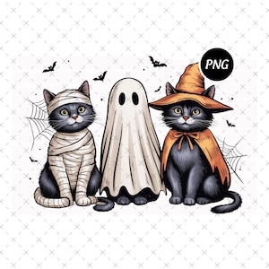 Black Cat Pumpkin Png, Ghost Cat Png, Retro Halloween Png, Gothic Png, Halloween Cat Mama Png, Autumn Png, Digital Download, SublimationFile