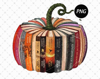 Fantasy Book Pumpkin PNG, Retro Fall, Fourth Wing, Acotar Series (Digital Download)