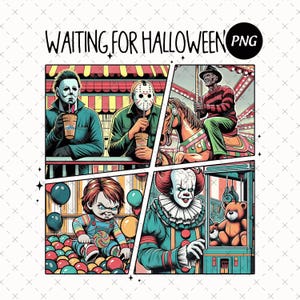 Waiting For Halloween Like Png, Horror Movie Character Png, Funny Scary Movie Png, Retro 90s Halloween Png, Digital Download Clipart