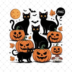 Black Cat Pumpkin Png, Ghost Cat Png, Retro Halloween Png, Gothic Png, Halloween Cat Mama Png, Fall Aesthetic Png, Digital Download