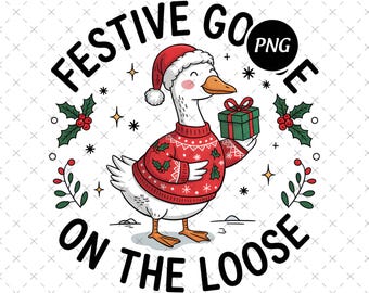 Oie de Noël drôle PNG, téléchargement numérique animaux de vacances