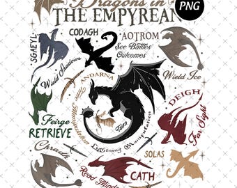 Fourth Wing Dragons PNG, Bookish Empyrean Design (Digital Download)