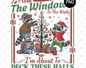 Funny Christmas Racoon PNG, Retro Holiday Sublimation (Digital Download)