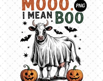 Funny Highland Cow Halloween PNG, Retro Pumpkin Cow Design (Digital Download)