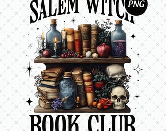 Salem Witch Book Club PNG, Spooky Halloween Reading (Digital Download)