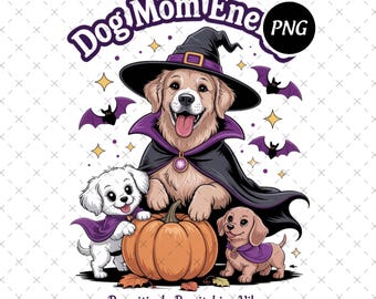 Dog Mom Halloween PNG, Witch Dog, Pumpkin, Spooky Season (Digital Download)