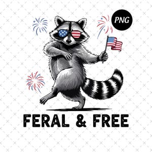Raccoon Feral But Free Sublimation Png, Patriotic Raccoon Digital File, Trendy America Usa Png, Independence Day Png, 4th of July Png
