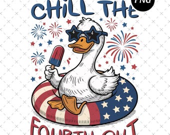 Funny Patriotic Goose 4th of July PNG, Retro USA (Digital Download)