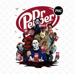 Dr. Pepper Horror Halloween Png, Horror Movie Png, Spooky Season Png, Fall Halloween Png, Scary Movie Png, Digital Download