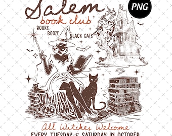 Salem Book Club PNG, Spooky Season, Witches (Digital Download)