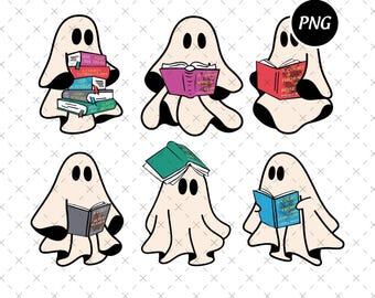 Bookish Ghost Reading Png, Halloween Fantasy Reader (Digital Download)