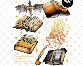 Vintage fjärde vingen PNG, Dragon Rider boklig design (digital nedladdning)