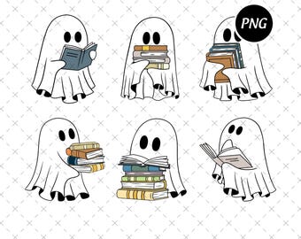 Ghost Reading Books PNG, Halloween Book Shirt (Digital Download)