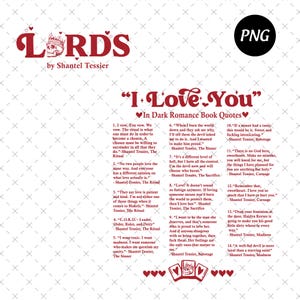 Kocham Cię w Cytaty z książek The Lords PNG | Ciemny romans Plik cyfrowy | Pobierz rytuał | Sublimacja Bookish Png