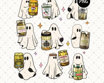 Halloween Ghost Pickle Jar PNG, Funny Canning Design (Digital Download)