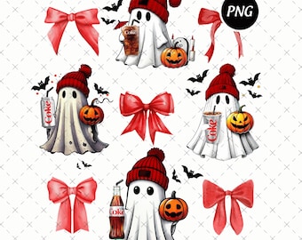 Spooky Ghost Halloween PNG, Retro Diet Coke Design (Digital Download)