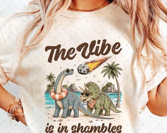 Dinosaur Summer PNG Digital Download, Funny Dino Vacation Clipart, Jurassic Beach Illustration, Kids Summer Shirt Design