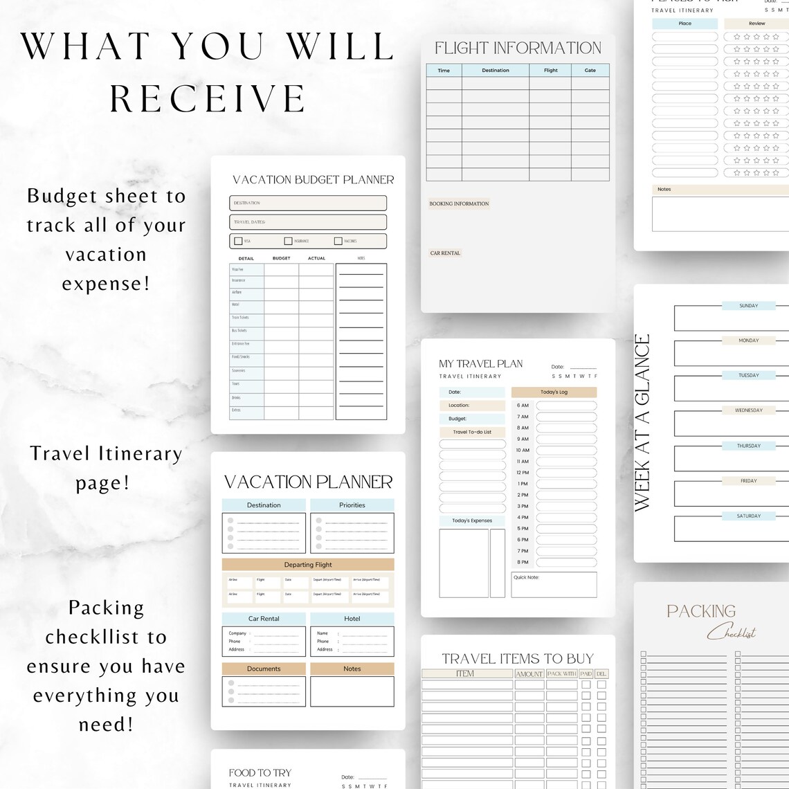Vacation Planner Printable Planners Printable Vacation Planner Mom