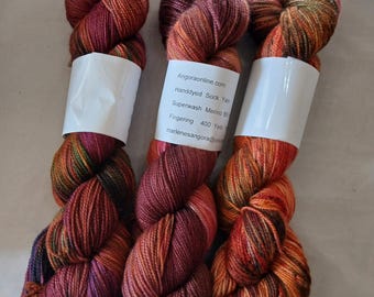 Cozy Up with Autumn Splendor: Premium Hand-Dyed Wool Yarn for Socks & Knitting, Fingering