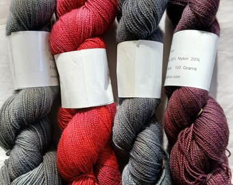 Hand Dyed Yarn | Fingering weight | Super wash | Speckled | Sock Yarn | Tonal |