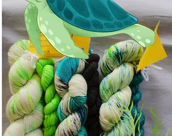 Mermaid's Song Hand-Dyed Sock Yarn Set: Green, Teal, & Turquoise