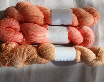 Hand-Dyed Yarn Fingering Weight Super wash Sweet Peach Colorway Merino Nylon Yarn