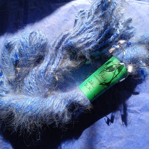 Handspun 100% Angora yarn Hand dyed Blue Angora Yarn, D.K. weight