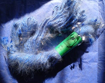 Handspun 100% Angora yarn Hand dyed Blue Angora Yarn, D.K. weight