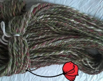 Handspun yarn - hand dyed Merino wool silk, bulky weight