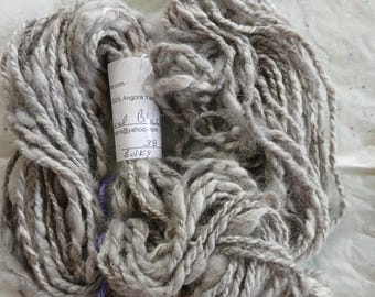 Handspun Natural Black 100% Angora Yarn, bulky weight