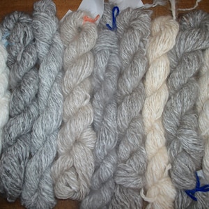 Handspun Angora Yarn, Sports weight 100 Yd Natural color angora yarn