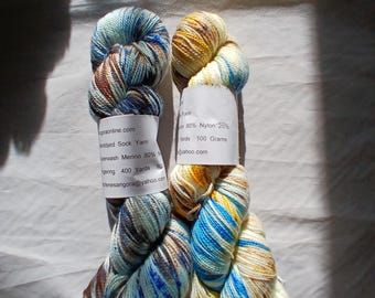 Hand Dyed Speckled Sock Yarn: Superwash Merino Blend