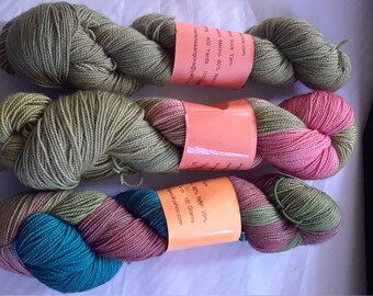 Hand dyed Super wash Merino Nylon Yarn Fingering Weight All my Ready to Ship