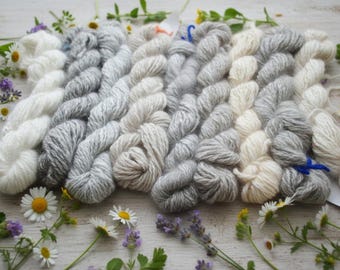 Handspun Angora Yarn: Natural White DK Weight, Soft Knitting (50 Yards)