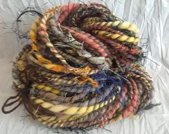 Handspun Textured Art Yarn: Thick & Thin Soft Squishy Merino Yarn