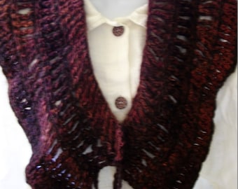 Dark Brown Angora Wool Scarf Crochet Collar warm wool scarf