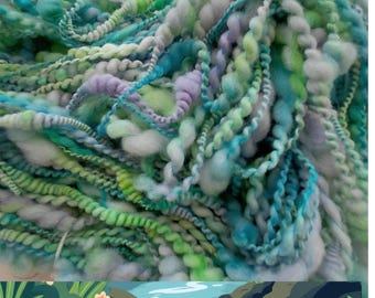 Handspun Coiled Art Yarn: BFL Wool, Silk Thread, Super Bulky Weight