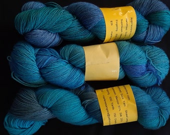 Chryscolla peace Hand Dyed Superwash Merino & Silk Yarn, 600 yards, fingering weight