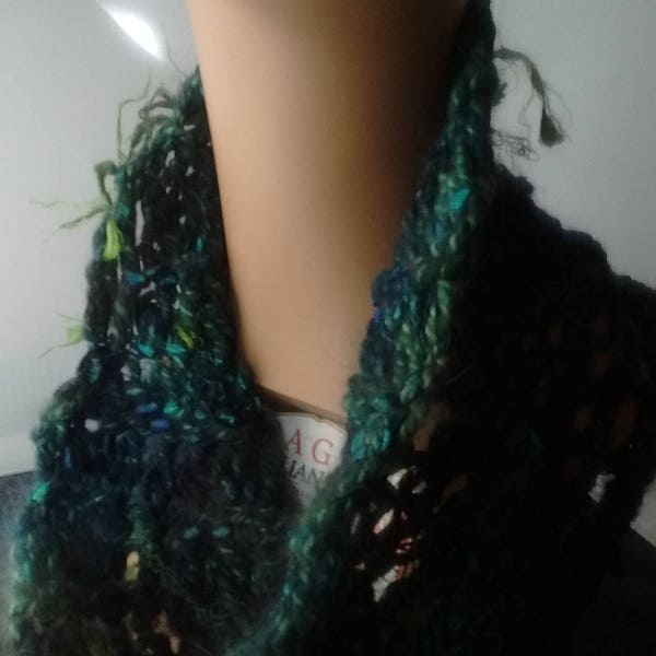 Knit Angora Cowl Emerald Green Soft Cowl