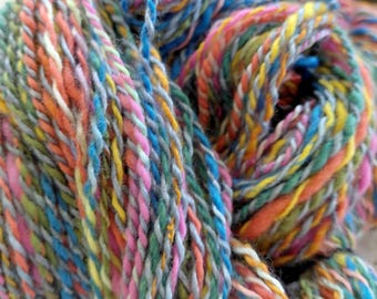 Multi Color Yarn, Handspun Hand dyed Merino & Silk Yarn - Worsted Weight