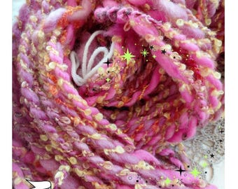Handspun Hand Dyed Mauve Merino Silk Alpaca Yarn - Art Yarn - Super Bulky Weight