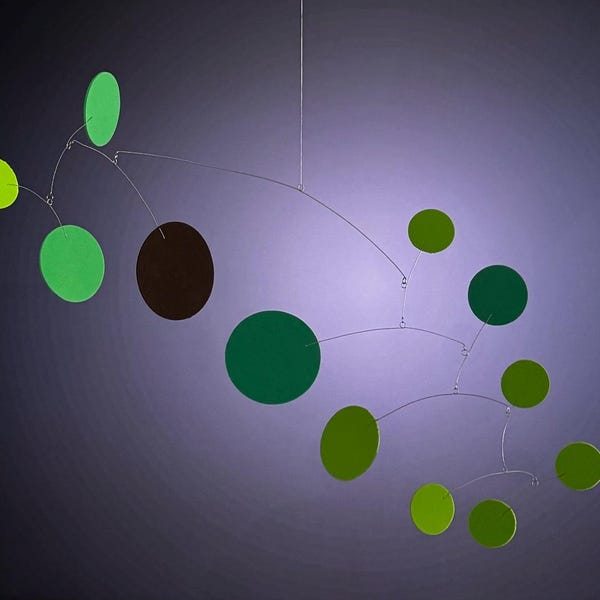 Modern Hanging Mobile Art Greens #1 Lightweight Kinetic Sculpture