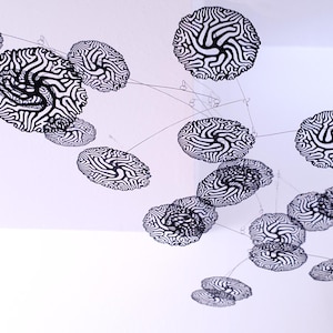Modern Hanging Mobile Art, Black, Lightweight Kinetic Sculpture