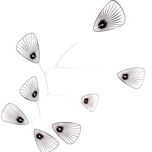 Modern Hanging Mobile Art Delicate Black Abstract Lightweight Kinetic Sculpture  Serenity Mobiles