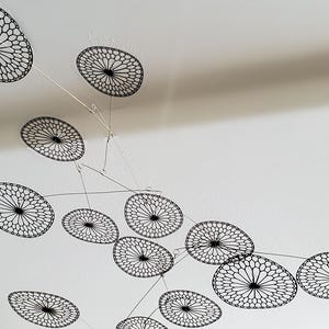 Modern Hanging Mobile Art, Black, Lightweight Kinetic Sculpture