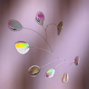 Modern Hanging Mobile Art Translucent Iridescent Dragonfly Kinetic Sculpture
