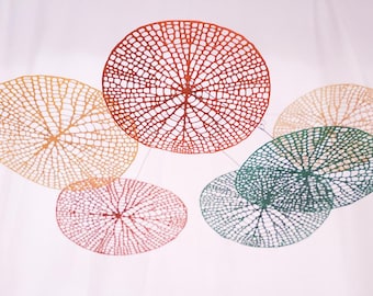 Modern Hanging Mobile Art Mini Colorful Kinetic Sculpture  14 x 7  Lillypad #3 Wisconsin