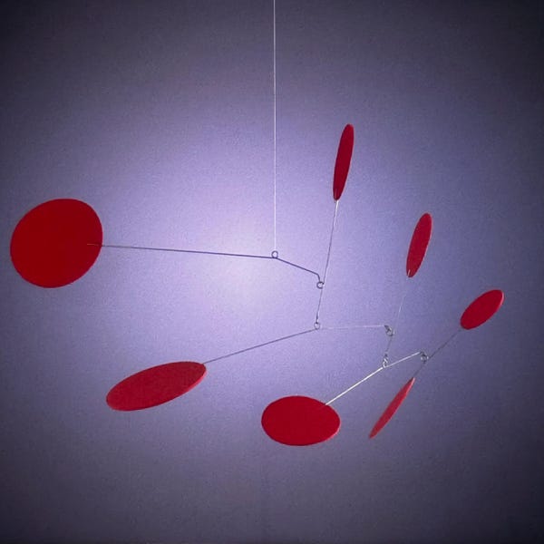 Modern Hanging Mobile Art Red #1 Lightweight Kinetic Sculpture Serenity Mobiles